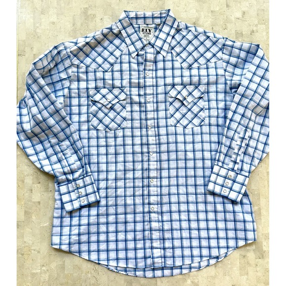 Ely Cattleman Other - Ely Cattleman Western Shirt Mens XL Light Blue Pearl Snap Button Long Sleeve